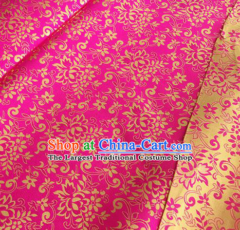 Asian Chinese Traditional Bauhinia Pattern Design Rosy Brocade Fabric Silk Fabric Chinese Fabric Asian Material