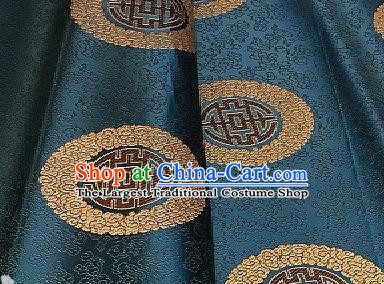 Asian Chinese Traditional Longevity Pattern Design Peacock Blue Brocade Fabric Silk Fabric Chinese Fabric Asian Material