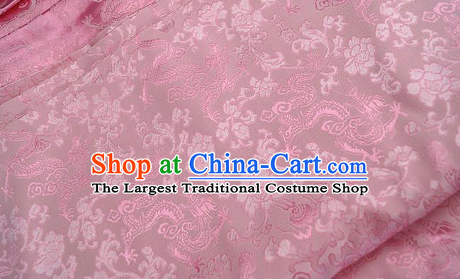 Asian Chinese Traditional Twine Dragon Pattern Design Pink Brocade Fabric Silk Fabric Chinese Fabric Asian Material