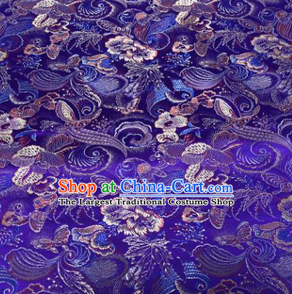 Chinese Traditional Hanfu Silk Fabric Classical Peony Pattern Design Purple Brocade Tang Suit Fabric Material