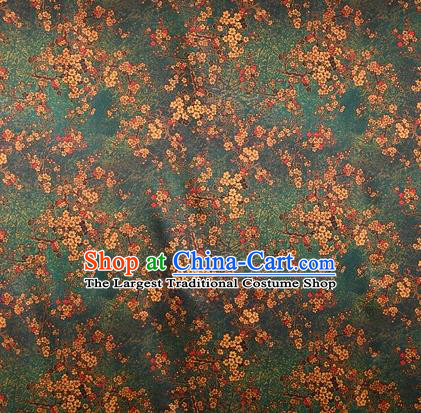 Chinese Traditional Plum Pattern Design Green Satin Watered Gauze Brocade Fabric Asian Silk Fabric Material