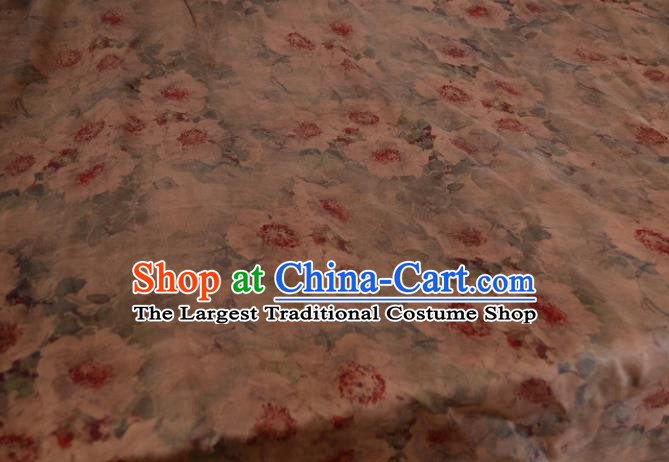 Chinese Traditional Camellia Pattern Design Satin Watered Gauze Brocade Fabric Asian Silk Fabric Material