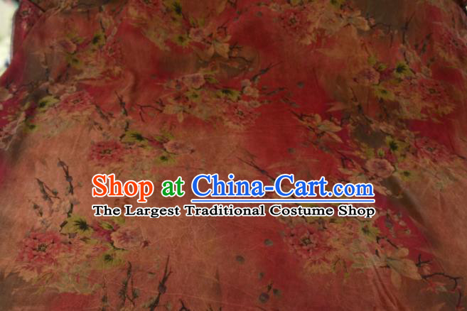 Chinese Traditional Peony Pattern Design Peach Pink Satin Watered Gauze Brocade Fabric Asian Silk Fabric Material