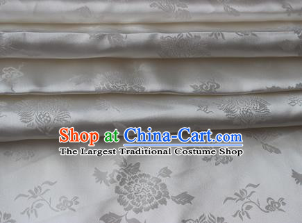 Chinese Traditional Peony Pattern Design White Brocade Fabric Asian Silk Fabric Chinese Fabric Material