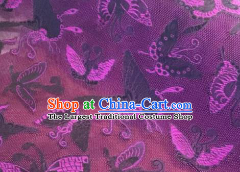 Chinese Traditional Butterfly Pattern Design Purple Brocade Fabric Asian Silk Fabric Chinese Fabric Material