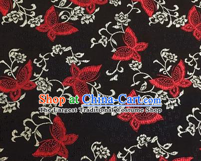 Chinese Traditional Hanfu Silk Fabric Classical Butterfly Pattern Design Black Brocade Tang Suit Fabric Material
