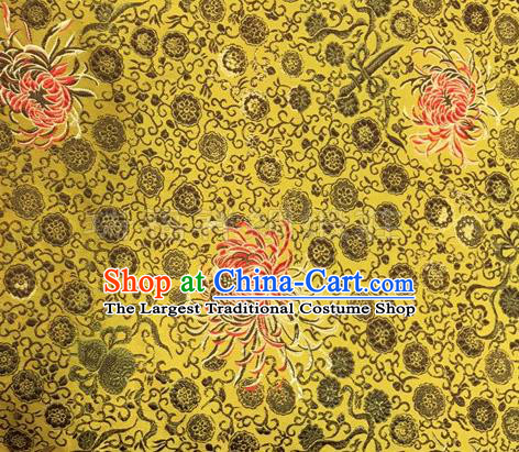 Chinese Traditional Hanfu Silk Fabric Classical Chrysanthemum Pattern Design Golden Brocade Tang Suit Fabric Material