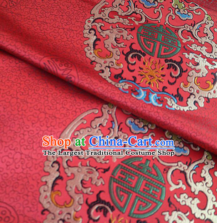 Chinese Traditional Auspicious Pattern Design Red Brocade Fabric Asian Silk Fabric Chinese Fabric Material