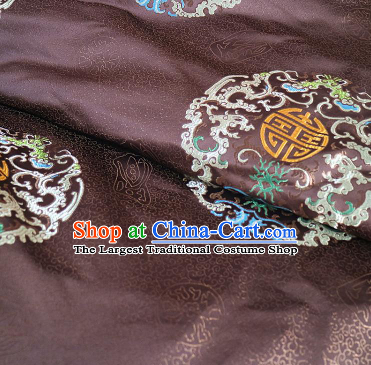 Chinese Traditional Auspicious Pattern Design Brown Brocade Fabric Asian Silk Fabric Chinese Fabric Material