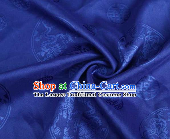 Chinese Classical Round Dragon Pattern Design Royalblue Brocade Traditional Hanfu Silk Fabric Tang Suit Fabric Material