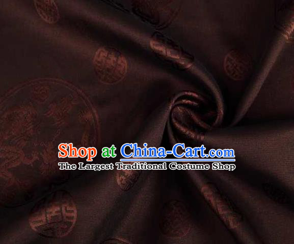 Chinese Classical Round Dragon Pattern Design Brown Brocade Traditional Hanfu Silk Fabric Tang Suit Fabric Material