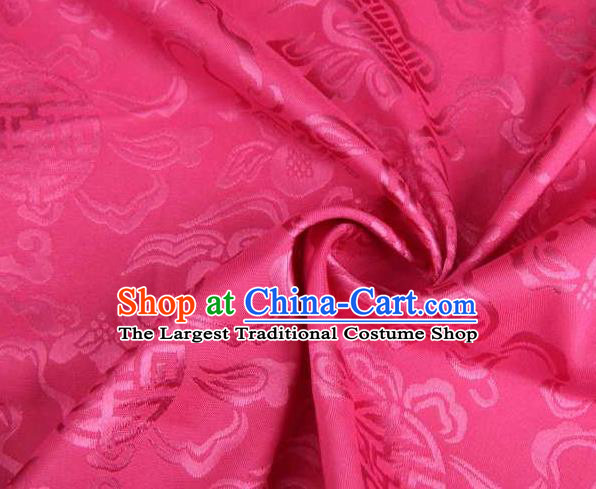 Chinese Classical Palm Leaf Pattern Design Rosy Brocade Traditional Hanfu Silk Fabric Tang Suit Fabric Material
