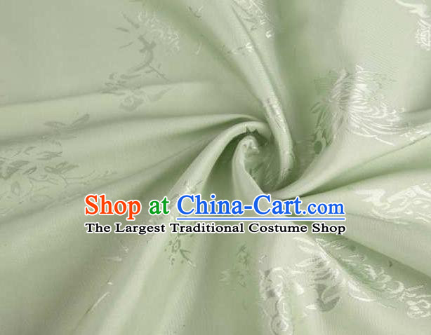 Chinese Classical Chrysanthemum Pattern Design Green Brocade Traditional Hanfu Silk Fabric Tang Suit Fabric Material