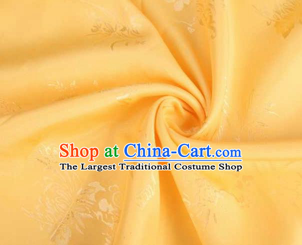 Chinese Classical Chrysanthemum Pattern Design Yellow Brocade Traditional Hanfu Silk Fabric Tang Suit Fabric Material