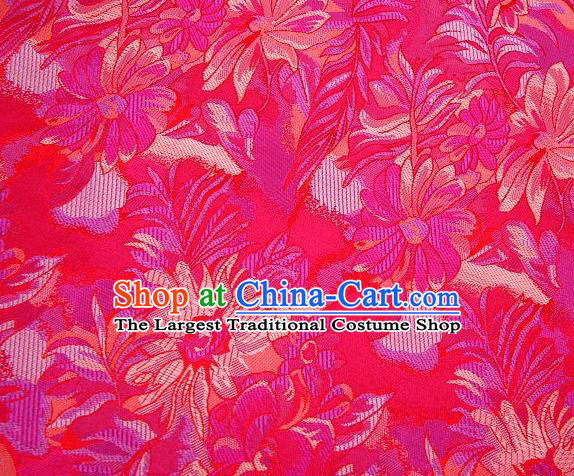 Chinese Classical Flowers Pattern Design Rosy Brocade Traditional Hanfu Silk Fabric Tang Suit Fabric Material