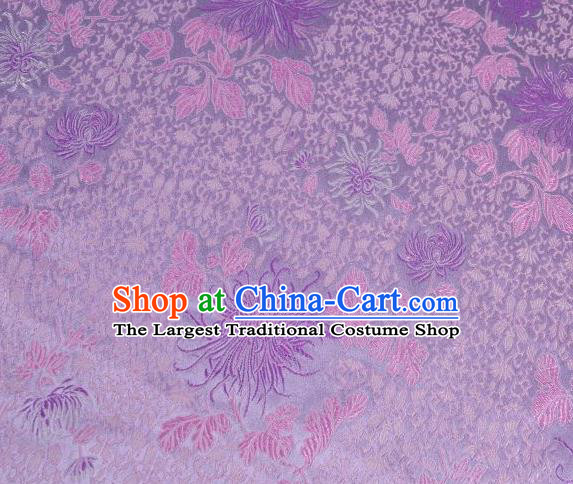 Chinese Classical Chrysanthemum Pattern Design Purple Brocade Asian Traditional Hanfu Silk Fabric Tang Suit Fabric Material