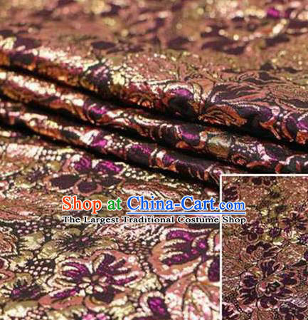 Chinese Classical Pattern Design Deep Purple Brocade Asian Traditional Hanfu Silk Fabric Tang Suit Fabric Material