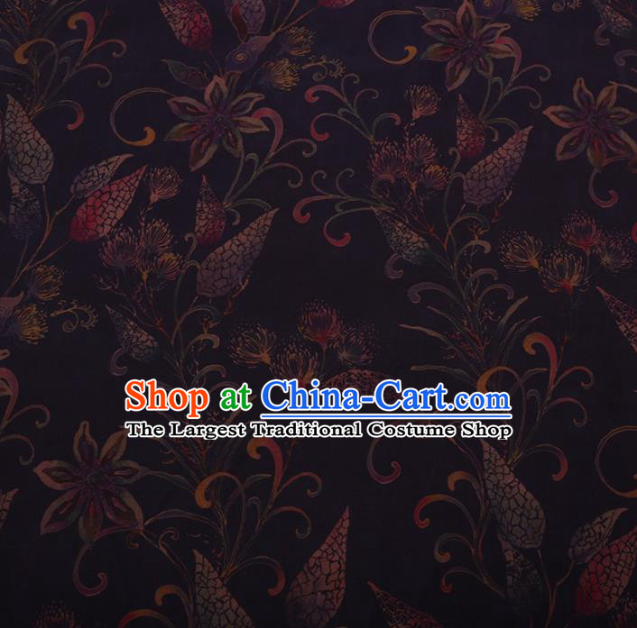 Traditional Chinese Satin Classical Panicle Pattern Design Purple Watered Gauze Brocade Fabric Asian Silk Fabric Material