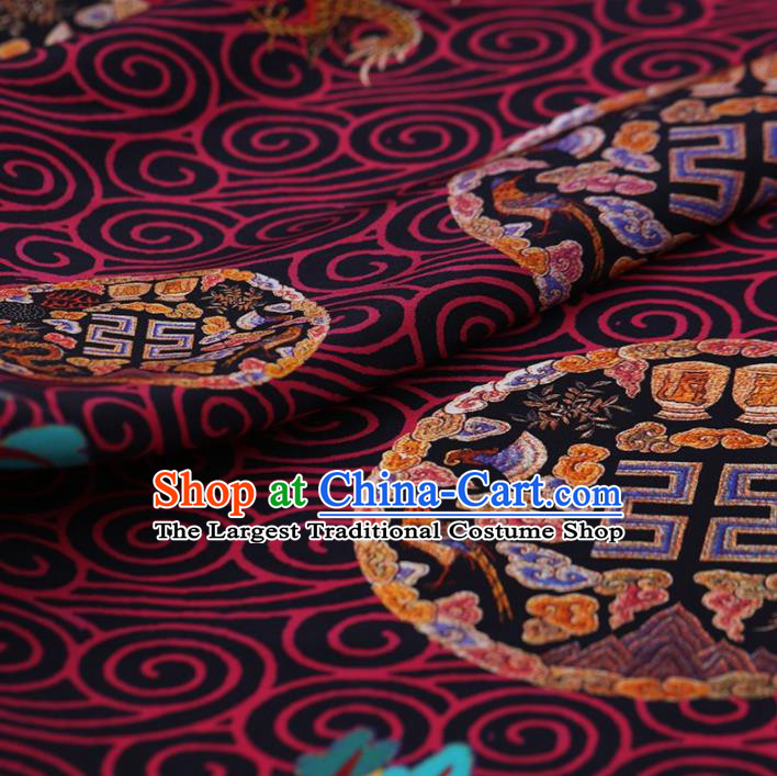 Traditional Chinese Satin Classical Lucky Pattern Design Purple Watered Gauze Brocade Fabric Asian Silk Fabric Material