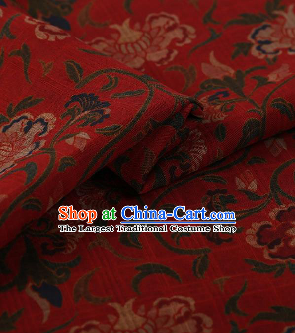 Traditional Chinese Satin Classical Pomegranate Flower Pattern Design Red Watered Gauze Brocade Fabric Asian Silk Fabric Material