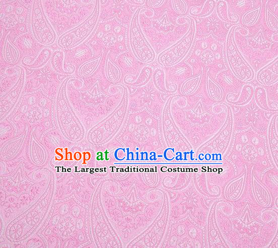 Chinese Classical Loquat Flower Pattern Design Pink Brocade Asian Traditional Hanfu Silk Fabric Tang Suit Fabric Material