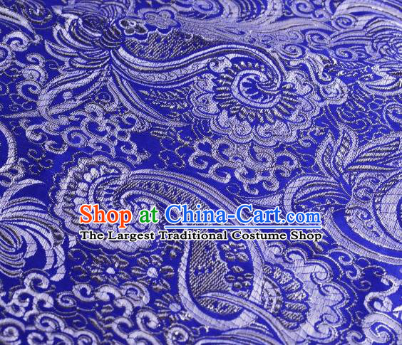 Chinese Classical Charonia Tritonis Pattern Design Royalblue Brocade Asian Traditional Hanfu Silk Fabric Tang Suit Fabric Material