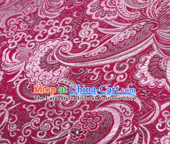 Chinese Classical Charonia Tritonis Pattern Design Rosy Brocade Asian Traditional Hanfu Silk Fabric Tang Suit Fabric Material