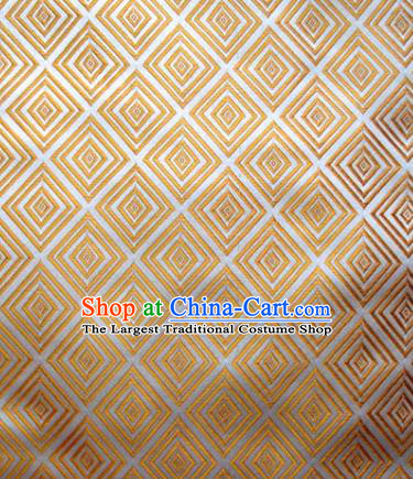 Chinese Classical Rhombus Pattern Design Golden Brocade Asian Traditional Hanfu Silk Fabric Tang Suit Fabric Material