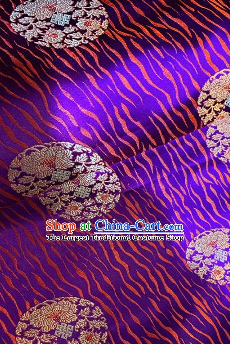 Chinese Classical Round Chrysanthemum Pattern Design Purple Brocade Asian Traditional Cheongsam Silk Fabric Tang Suit Fabric Material