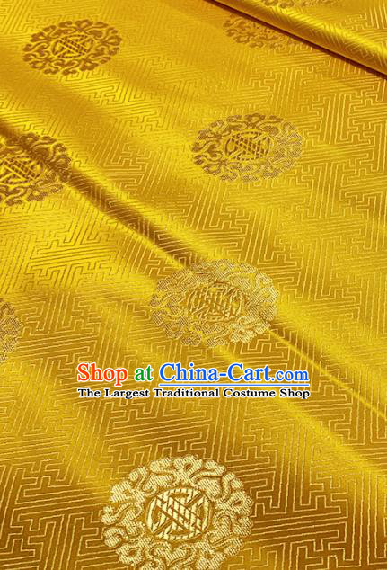 Chinese Classical Round Pattern Design Golden Brocade Asian Traditional Cheongsam Silk Fabric Tang Suit Fabric Material