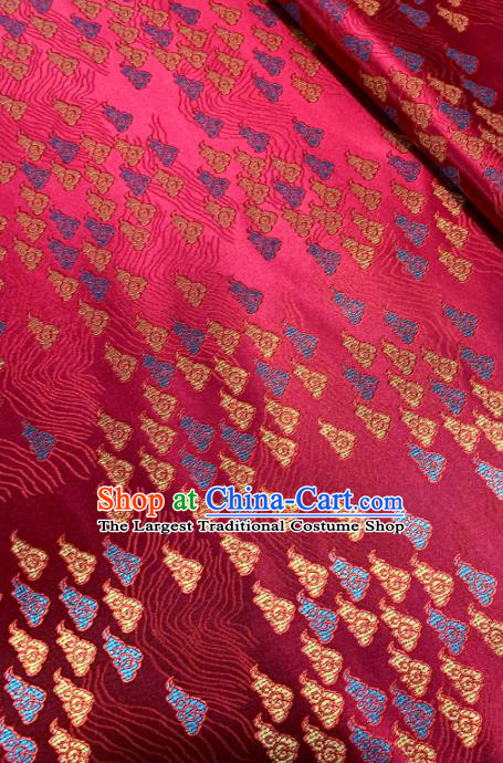 Chinese Classical Auspicious Cloud Pattern Design Purplish Red Brocade Asian Traditional Hanfu Silk Fabric Tang Suit Fabric Material