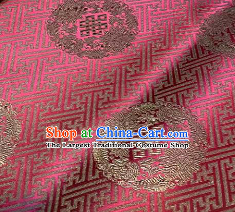 Chinese Classical Rosy Satin Traditional Longevity Chrysanthemum Pattern Design Brocade Drapery Asian Tang Suit Silk Fabric Material