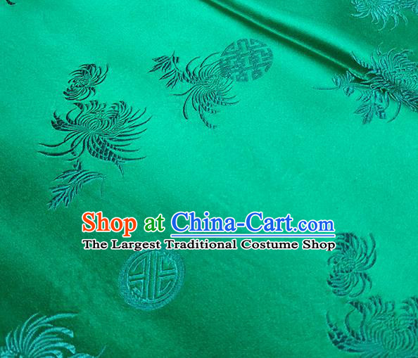 Traditional Chinese Classical Chrysanthemum Pattern Design Fabric Light Green Brocade Tang Suit Satin Drapery Asian Silk Material