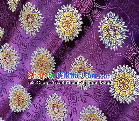 Chinese Classical Purple Brocade Traditional Pattern Design Satin Drapery Asian Tang Suit Silk Fabric Material