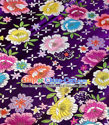 Chinese Traditional Purple Brocade Classical Peony Pattern Design Satin Drapery Asian Tang Suit Silk Fabric Material