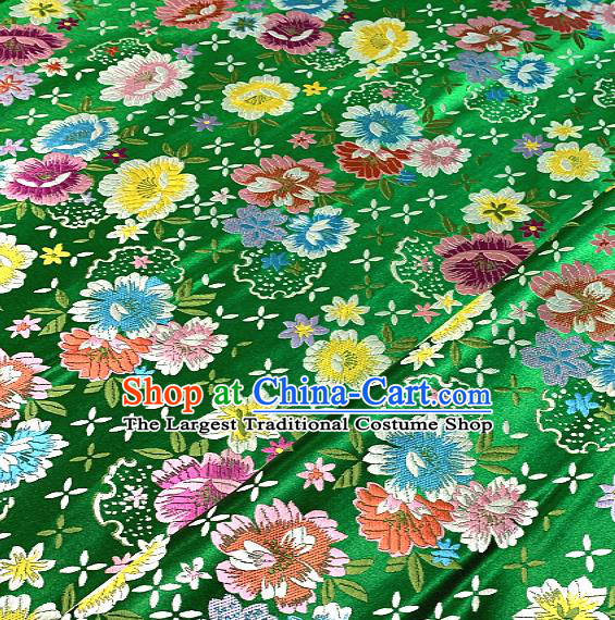 Chinese Traditional Green Brocade Classical Peony Pattern Design Satin Drapery Asian Tang Suit Silk Fabric Material