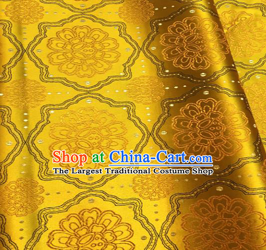 Traditional Chinese Pattern Design Golden Brocade Classical Satin Drapery Asian Tang Suit Silk Fabric Material