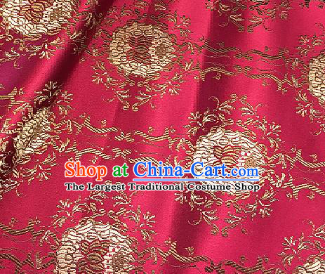 Traditional Chinese Lotus Pattern Design Rosy Brocade Classical Satin Drapery Asian Tang Suit Silk Fabric Material