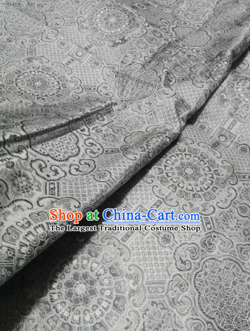 Asian Chinese Classical Pattern Design Argent Brocade Fabric Traditional Tang Suit Satin Drapery Silk Material