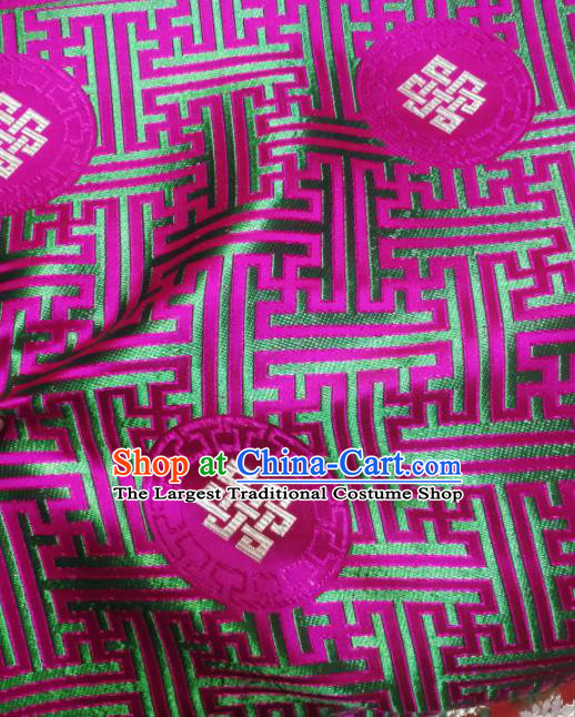 Asian Chinese Classical Lucky Knots Pattern Design Rosy Brocade Fabric Traditional Tang Suit Satin Drapery Silk Material