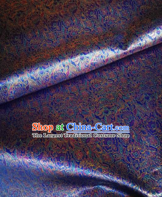 Asian Chinese Classical Royal Pattern Design Violet Brocade Fabric Traditional Tang Suit Satin Drapery Silk Material
