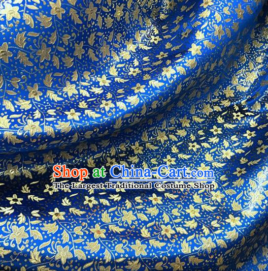 Asian Chinese Cheongsam Blue Satin Classical Pentas Pattern Design Brocade Fabric Traditional Drapery Silk Material