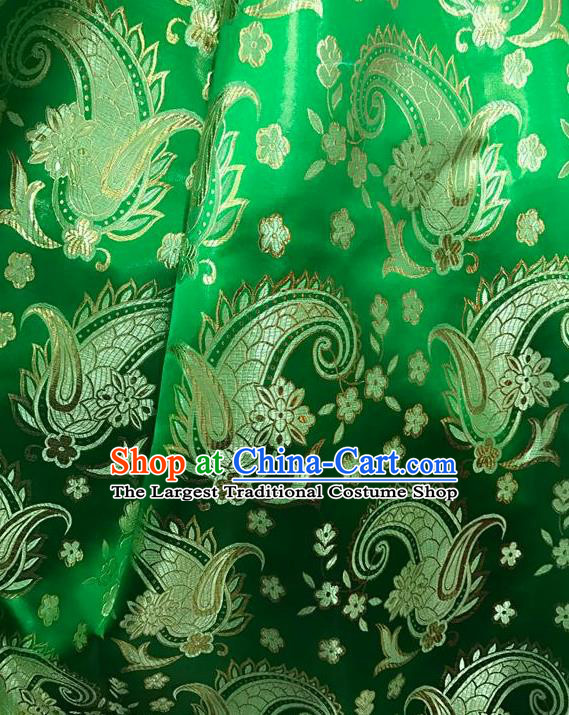 Asian Chinese Cheongsam Green Satin Classical Dragon Scales Pattern Design Brocade Fabric Traditional Drapery Silk Material