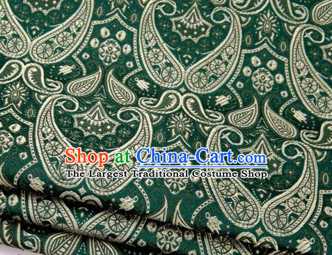 Asian Chinese Fabric Atrovirens Satin Classical Loguat Pattern Design Brocade Traditional Drapery Silk Material