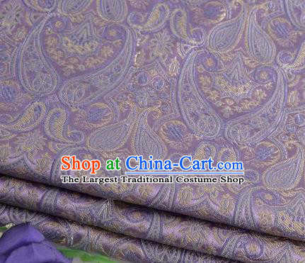 Asian Chinese Fabric Light Purple Satin Classical Loguat Pattern Design Brocade Traditional Drapery Silk Material