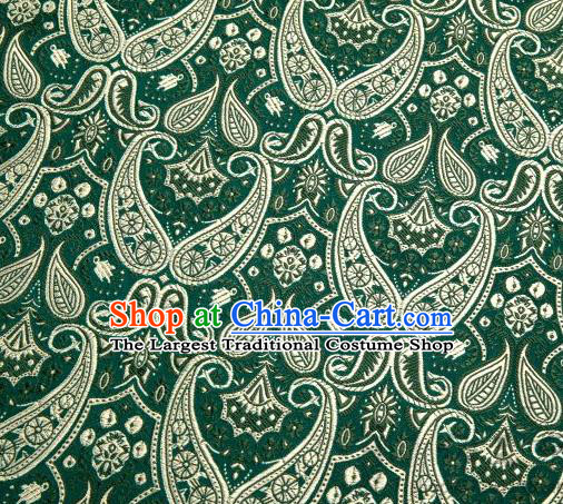 Asian Chinese Fabric Atrovirens Satin Classical Loguat Pattern Design Brocade Traditional Drapery Silk Material