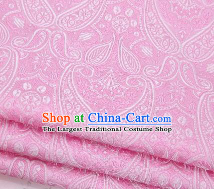 Asian Chinese Fabric Pink Satin Classical Loguat Pattern Design Brocade Traditional Drapery Silk Material