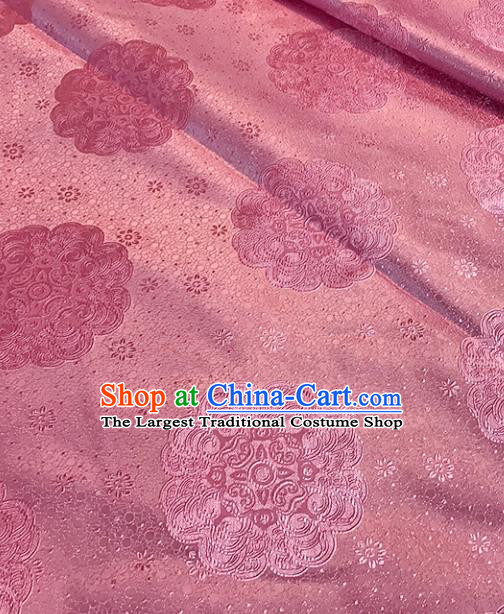 Chinese Tang Suit Pink Brocade Classical Pattern Design Satin Fabric Asian Traditional Drapery Silk Material
