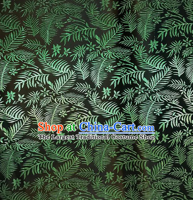 Chinese Hanfu Dress Brocade Classical Green Leaf Pattern Design Satin Fabric Asian Traditional Drapery Silk Material