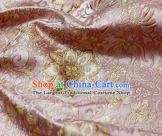 Chinese Classical Rosette Pattern Design Pink Satin Fabric Brocade Asian Traditional Drapery Silk Material